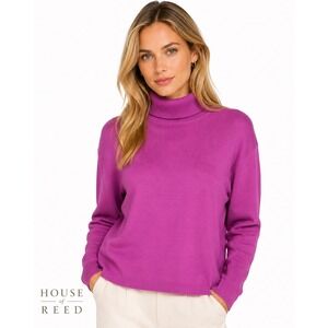 BE Canvasbacks Silk Blend Turtleneck Sweater Womens Medium Magenta Pink Stretch